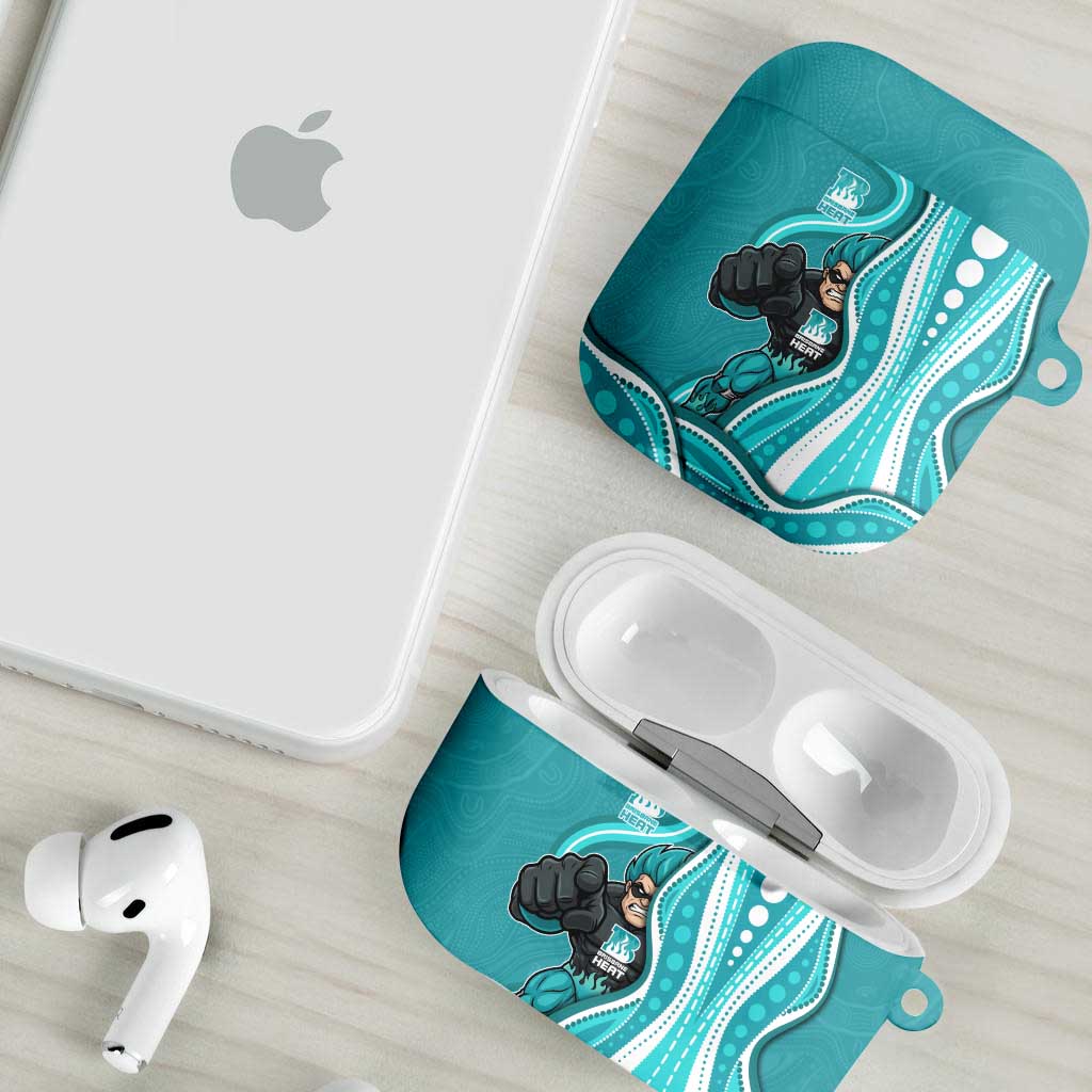 Brisbane Heat AirPods Case Aboriginal Dot Art Cyan White - Tribal Wave Pattern