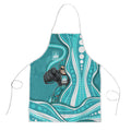 Brisbane Heat Apron Aboriginal Dot Art Cyan White - Tribal Wave Pattern