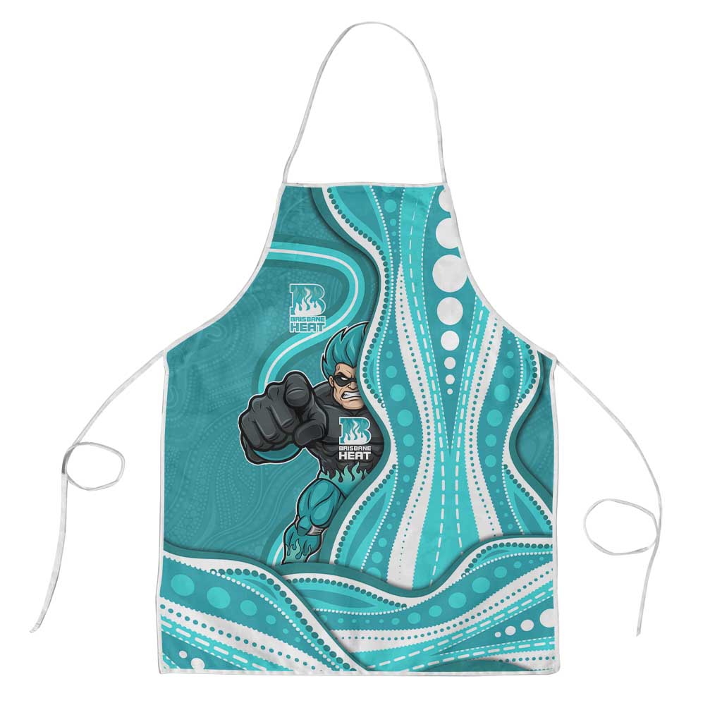 Brisbane Heat Apron Aboriginal Dot Art Cyan White - Tribal Wave Pattern