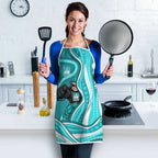Brisbane Heat Apron Aboriginal Dot Art Cyan White - Tribal Wave Pattern
