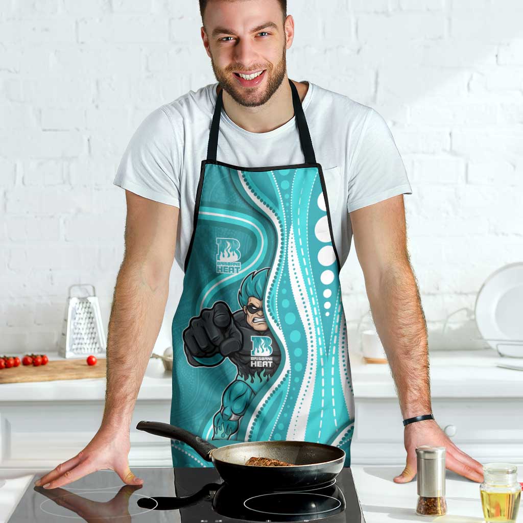 Brisbane Heat Apron Aboriginal Dot Art Cyan White - Tribal Wave Pattern