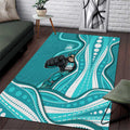 Brisbane Heat Area Rug Aboriginal Dot Art Cyan White - Tribal Wave Pattern