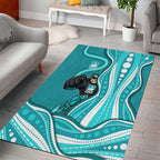 Brisbane Heat Area Rug Aboriginal Dot Art Cyan White - Tribal Wave Pattern