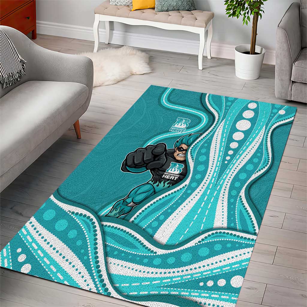 Brisbane Heat Area Rug Aboriginal Dot Art Cyan White - Tribal Wave Pattern
