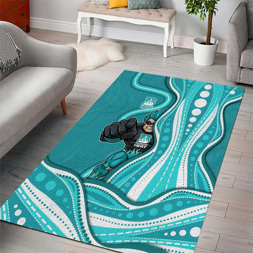 Brisbane Heat Area Rug Aboriginal Dot Art Cyan White - Tribal Wave Pattern