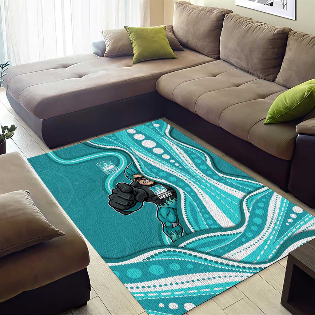 Brisbane Heat Area Rug Aboriginal Dot Art Cyan White - Tribal Wave Pattern