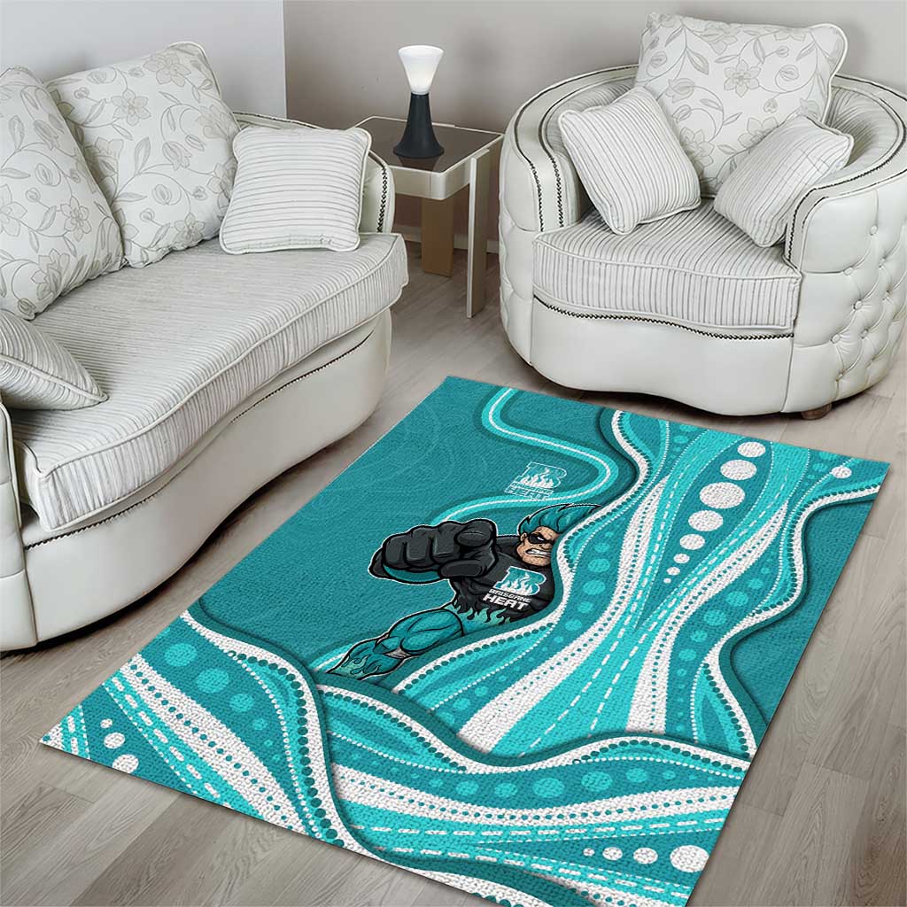 Brisbane Heat Area Rug Aboriginal Dot Art Cyan White - Tribal Wave Pattern