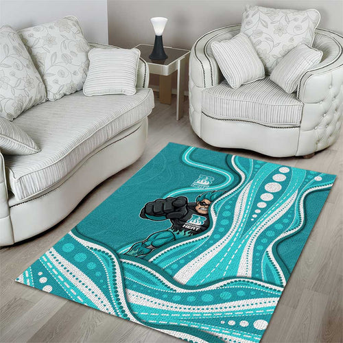 Brisbane Heat Area Rug Aboriginal Dot Art Cyan White - Tribal Wave Pattern