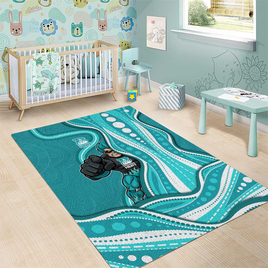 Brisbane Heat Area Rug Aboriginal Dot Art Cyan White - Tribal Wave Pattern