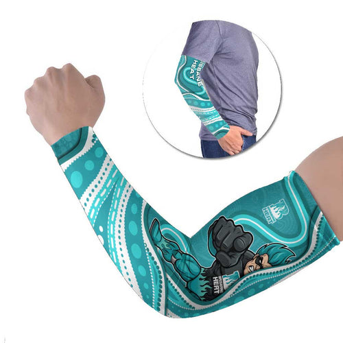 Brisbane Heat Arm Sleeves Aboriginal Dot Art Cyan White - Tribal Wave Pattern