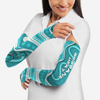 Brisbane Heat Arm Sleeves Aboriginal Dot Art Cyan White - Tribal Wave Pattern