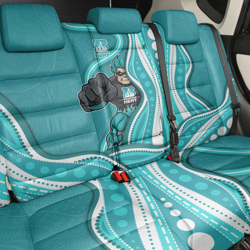 Brisbane Heat Back Car Seat Cover Aboriginal Dot Art Cyan White - Tribal Wave Pattern