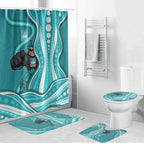 Brisbane Heat Bathroom Set Aboriginal Dot Art Cyan White - Tribal Wave Pattern