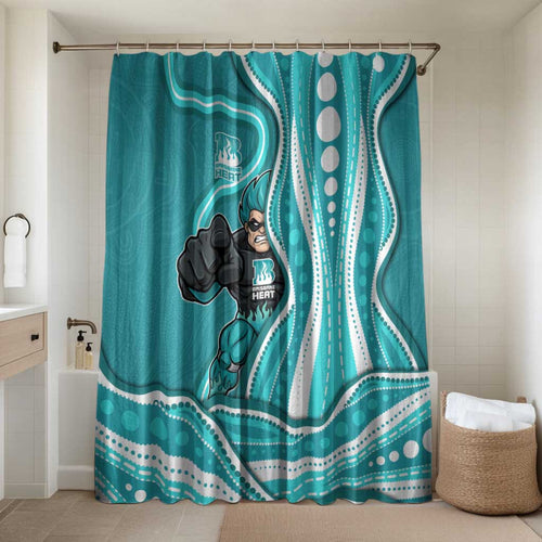 Brisbane Heat Bathroom Set Aboriginal Dot Art Cyan White - Tribal Wave Pattern