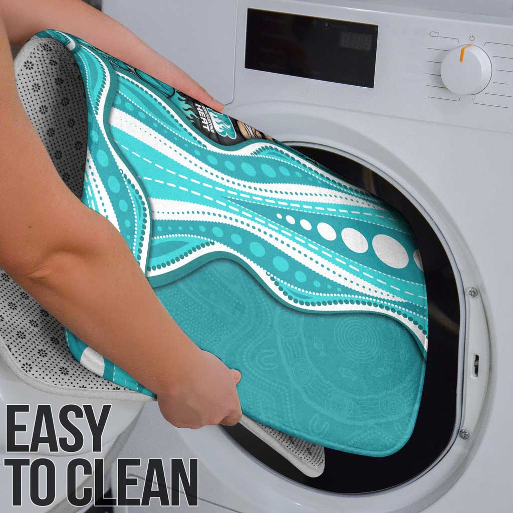 Brisbane Heat Bathroom Set Aboriginal Dot Art Cyan White - Tribal Wave Pattern