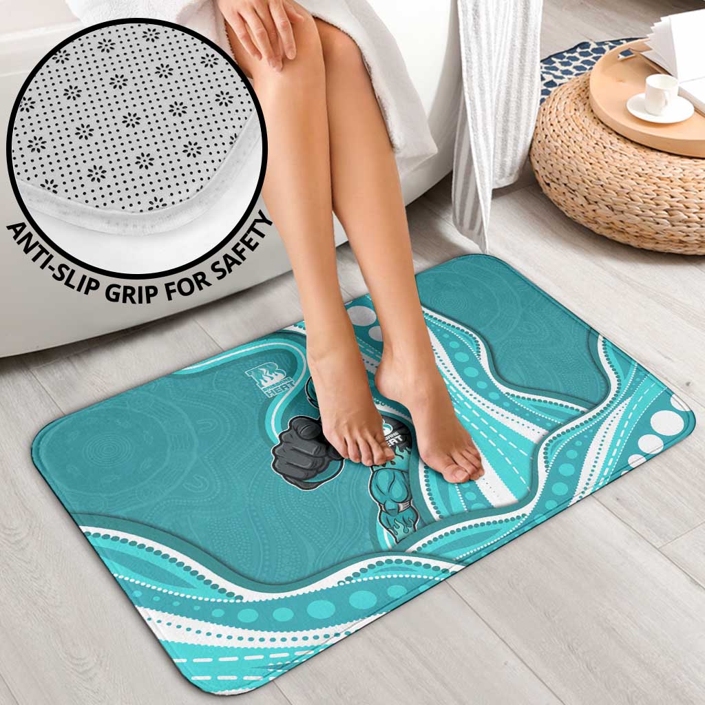Brisbane Heat Bathroom Set Aboriginal Dot Art Cyan White - Tribal Wave Pattern
