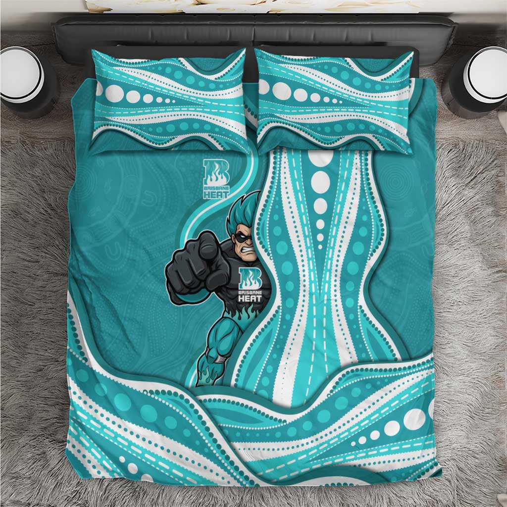Brisbane Heat Bedding Set Aboriginal Dot Art Cyan White - Tribal Wave Pattern