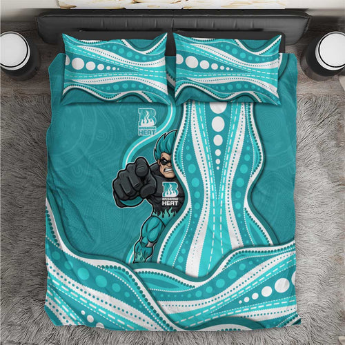 Brisbane Heat Bedding Set Aboriginal Dot Art Cyan White - Tribal Wave Pattern