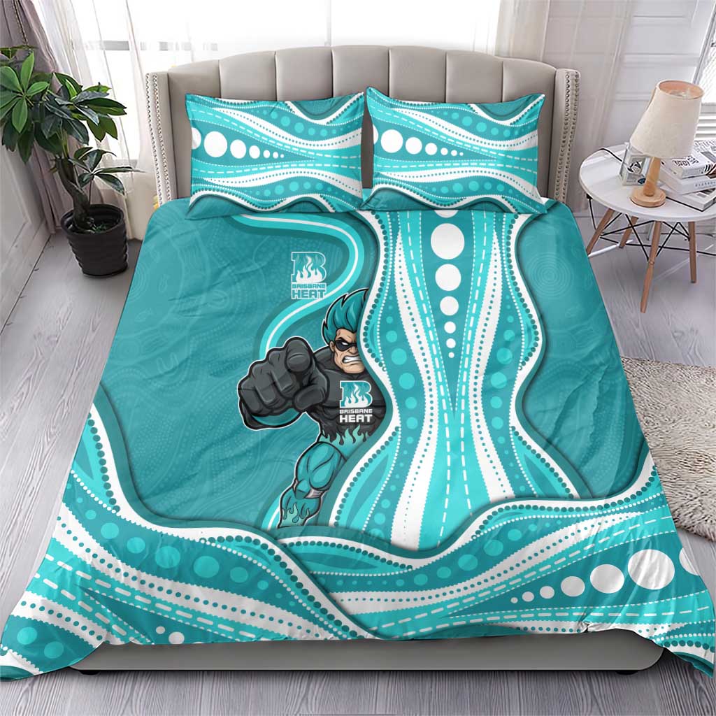 Brisbane Heat Bedding Set Aboriginal Dot Art Cyan White - Tribal Wave Pattern