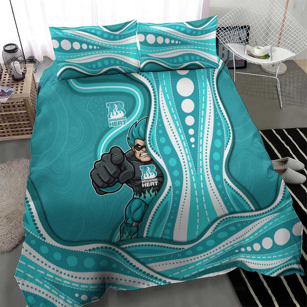 Brisbane Heat Bedding Set Aboriginal Dot Art Cyan White - Tribal Wave Pattern