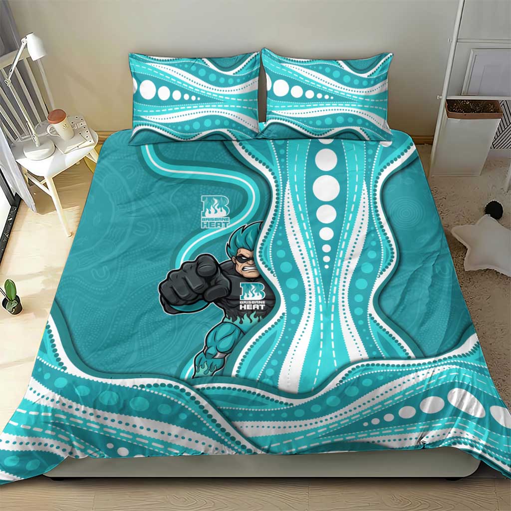 Brisbane Heat Bedding Set Aboriginal Dot Art Cyan White - Tribal Wave Pattern
