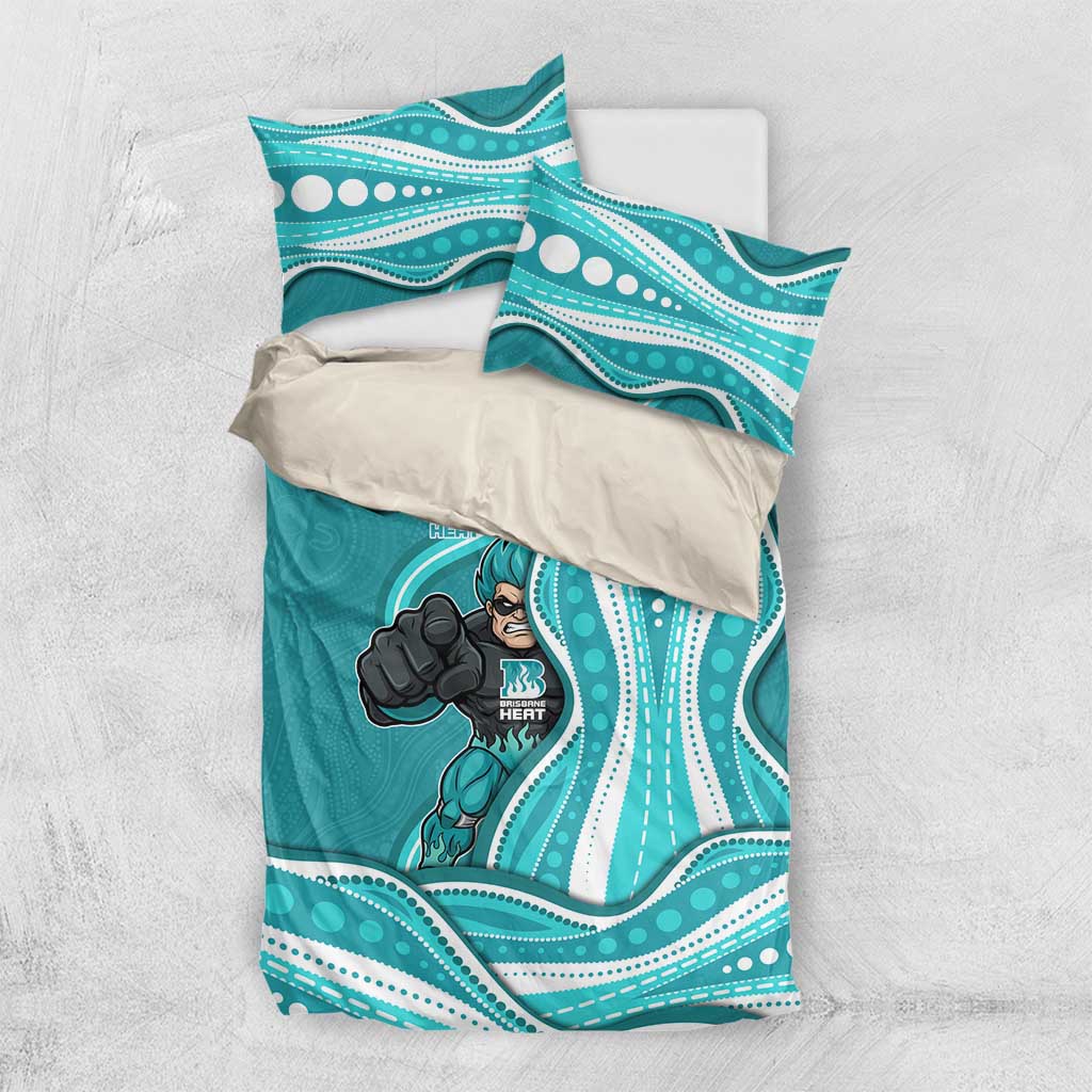 Brisbane Heat Bedding Set Aboriginal Dot Art Cyan White - Tribal Wave Pattern