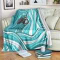 Brisbane Heat Blanket Aboriginal Dot Art Cyan White - Tribal Wave Pattern