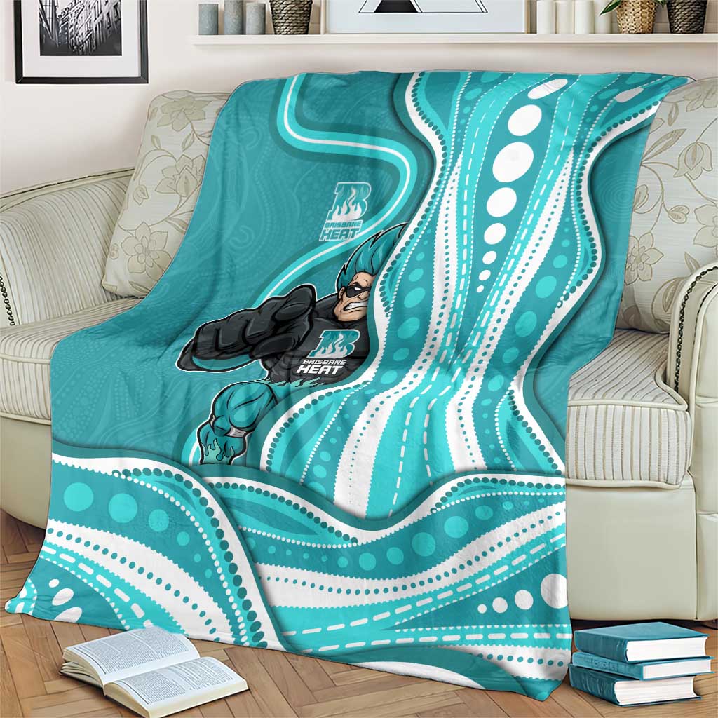 Brisbane Heat Blanket Aboriginal Dot Art Cyan White - Tribal Wave Pattern