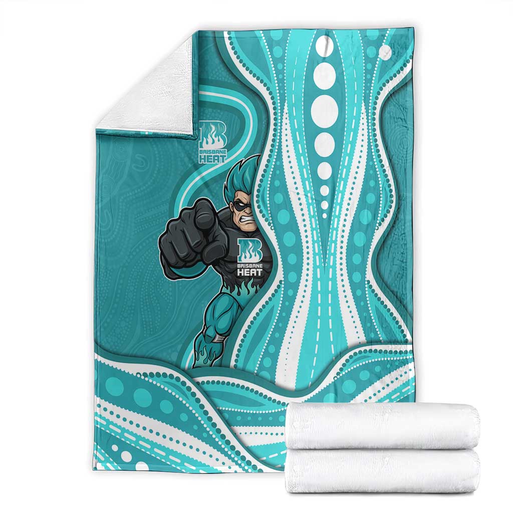 Brisbane Heat Blanket Aboriginal Dot Art Cyan White - Tribal Wave Pattern
