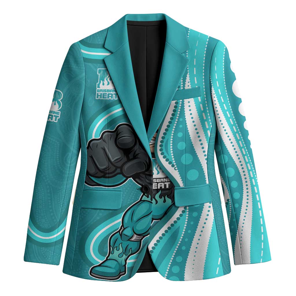 Brisbane Heat Blazer Aboriginal Dot Art Cyan White - Tribal Wave Pattern