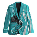 Brisbane Heat Blazer Aboriginal Dot Art Cyan White - Tribal Wave Pattern