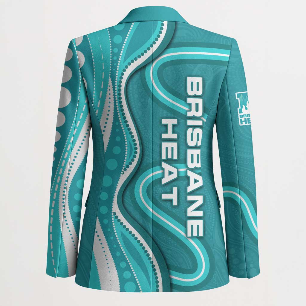 Brisbane Heat Blazer Aboriginal Dot Art Cyan White - Tribal Wave Pattern