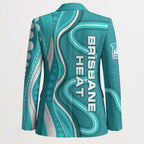 Brisbane Heat Blazer Aboriginal Dot Art Cyan White - Tribal Wave Pattern