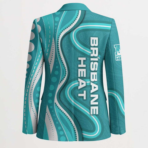 Brisbane Heat Blazer Aboriginal Dot Art Cyan White - Tribal Wave Pattern