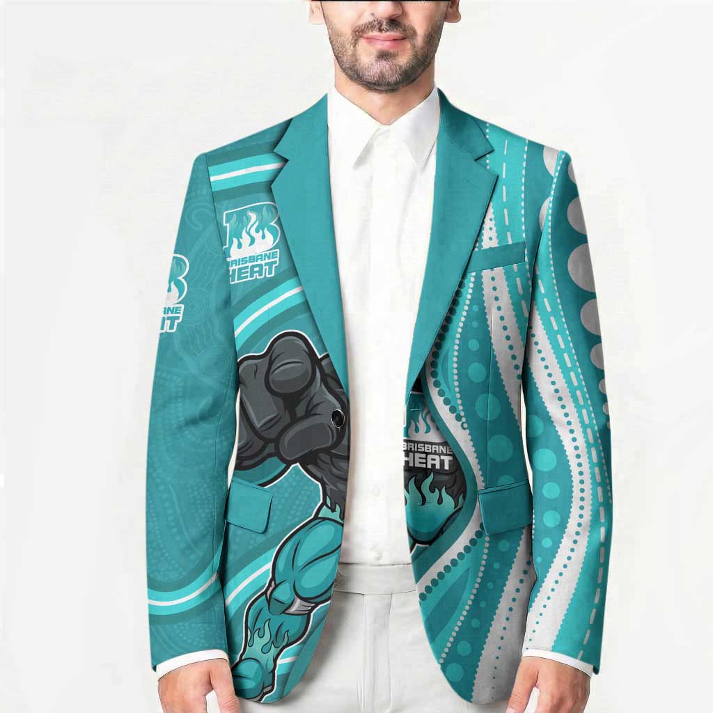 Brisbane Heat Blazer Aboriginal Dot Art Cyan White - Tribal Wave Pattern