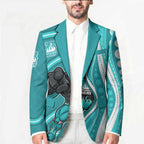 Brisbane Heat Blazer Aboriginal Dot Art Cyan White - Tribal Wave Pattern
