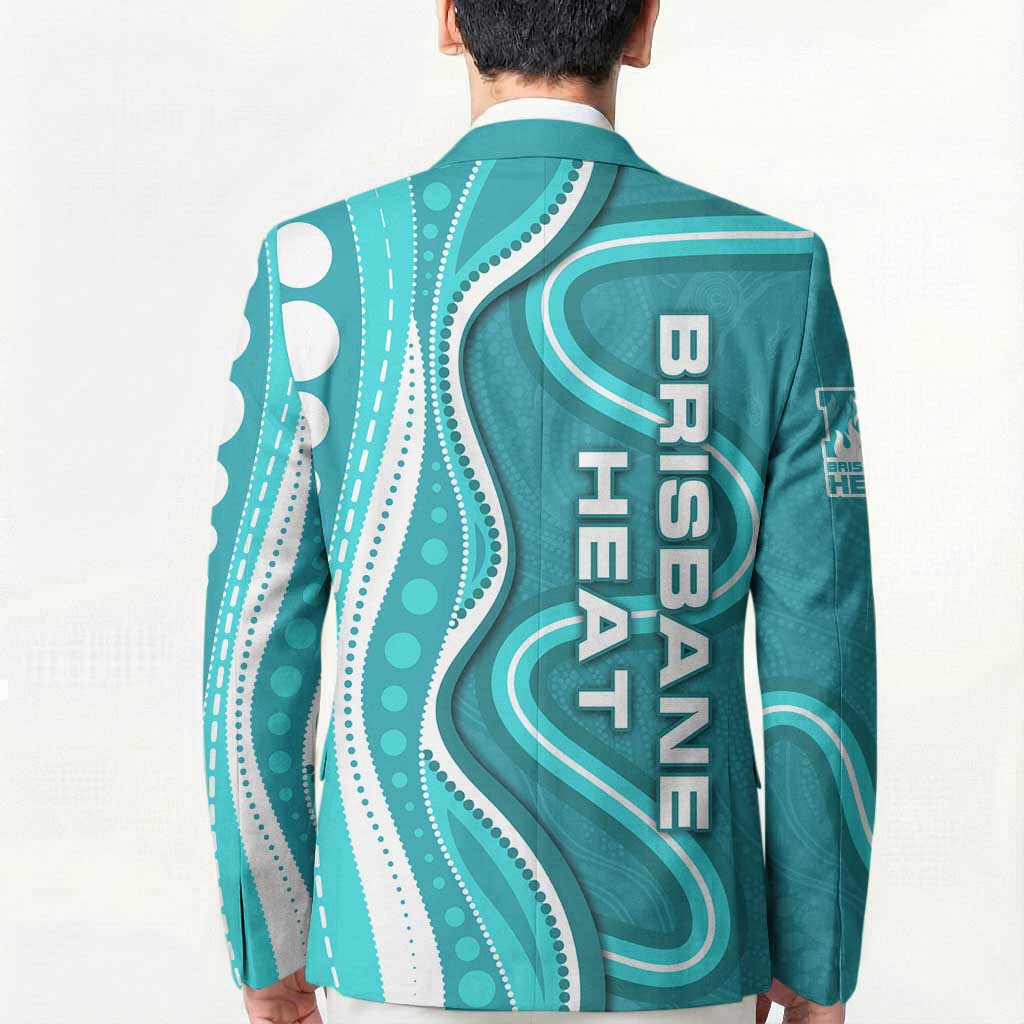Brisbane Heat Blazer Aboriginal Dot Art Cyan White - Tribal Wave Pattern
