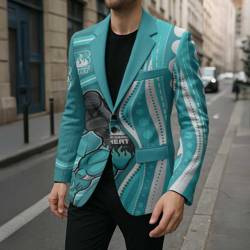 Brisbane Heat Blazer Aboriginal Dot Art Cyan White - Tribal Wave Pattern