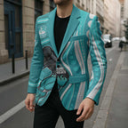 Brisbane Heat Blazer Aboriginal Dot Art Cyan White - Tribal Wave Pattern
