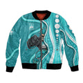 Brisbane Heat Bomber Jacket Aboriginal Dot Art Cyan White - Tribal Wave Pattern