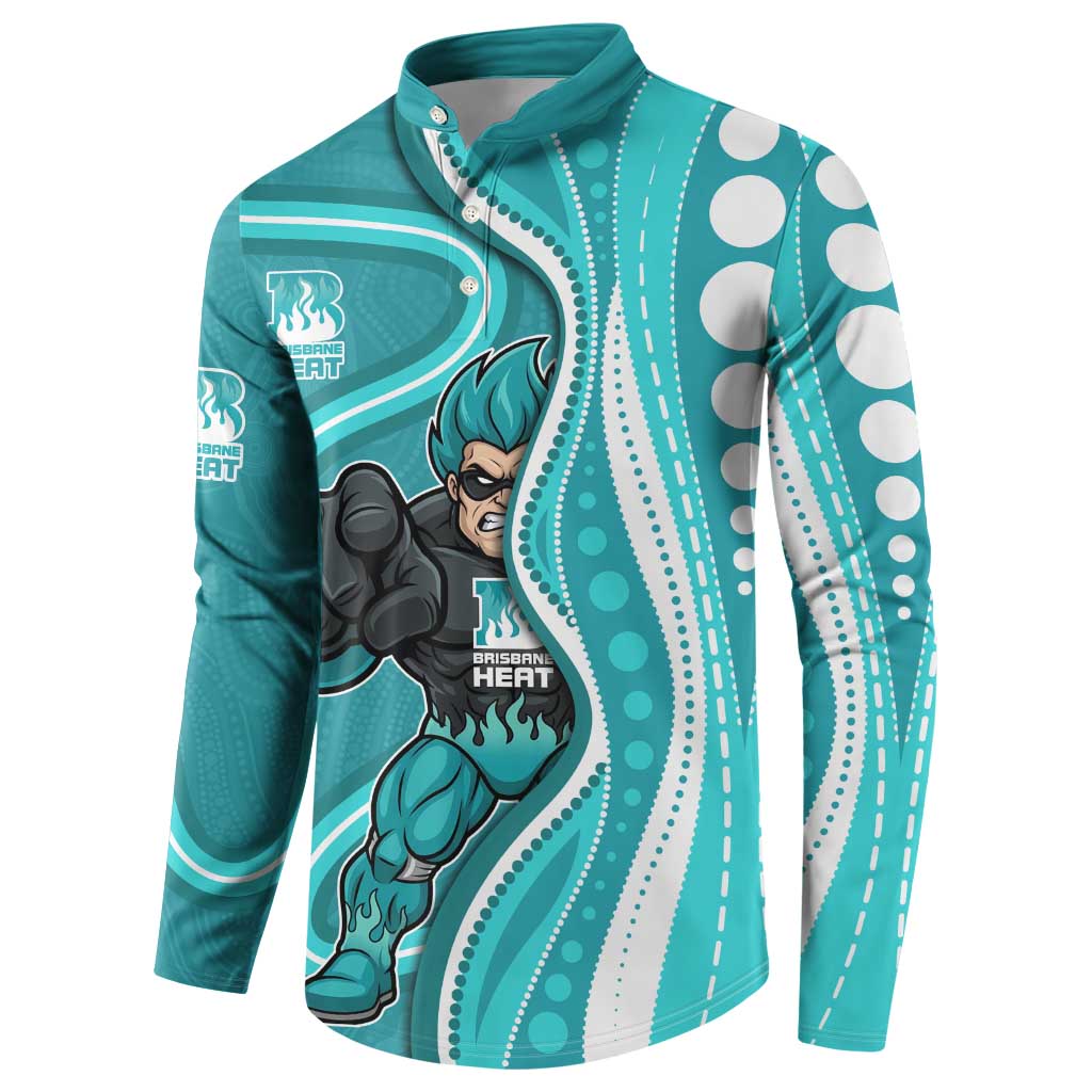Brisbane Heat Button Sweatshirt Aboriginal Dot Art Cyan White - Tribal Wave Pattern