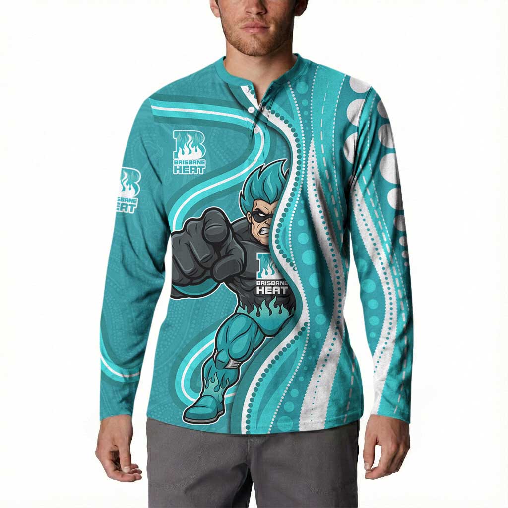 Brisbane Heat Button Sweatshirt Aboriginal Dot Art Cyan White - Tribal Wave Pattern