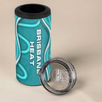 Brisbane Heat 4 in 1 Can Cooler Tumbler Aboriginal Dot Art Cyan White - Tribal Wave Pattern