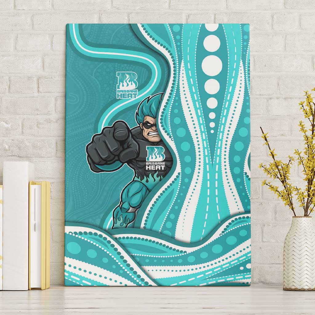 Brisbane Heat Canvas Wall Art Aboriginal Dot Art Cyan White - Tribal Wave Pattern