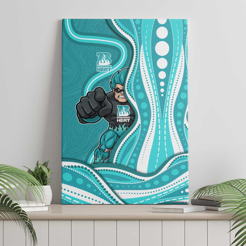 Brisbane Heat Canvas Wall Art Aboriginal Dot Art Cyan White - Tribal Wave Pattern