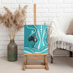 Brisbane Heat Canvas Wall Art Aboriginal Dot Art Cyan White - Tribal Wave Pattern