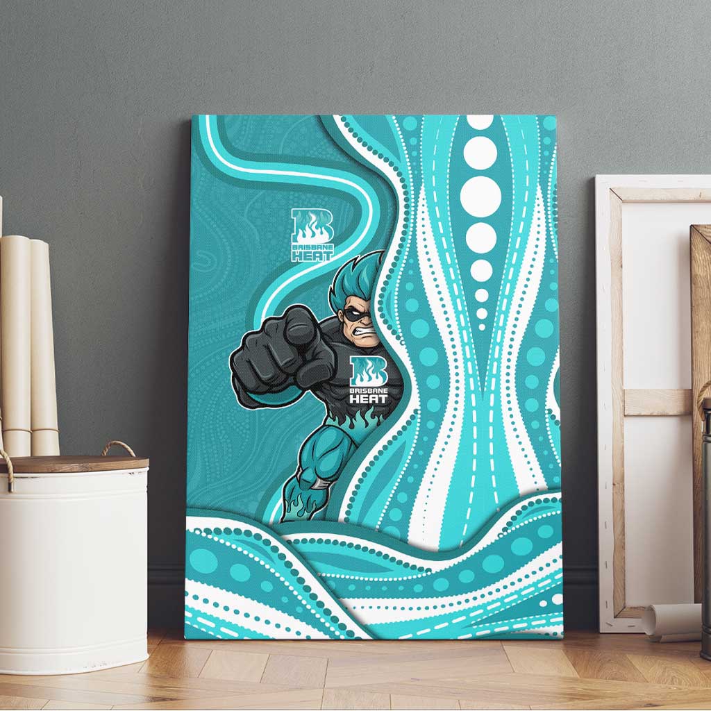 Brisbane Heat Canvas Wall Art Aboriginal Dot Art Cyan White - Tribal Wave Pattern