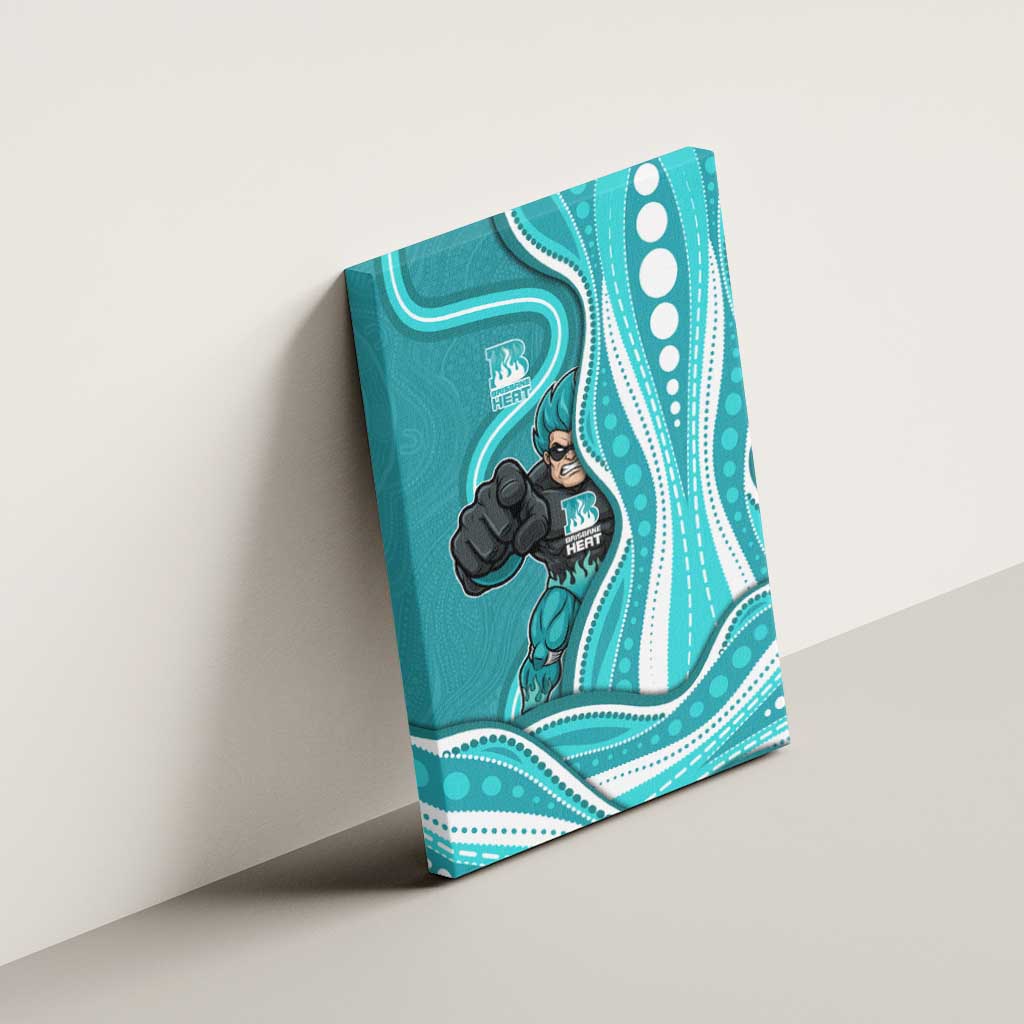 Brisbane Heat Canvas Wall Art Aboriginal Dot Art Cyan White - Tribal Wave Pattern
