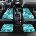 Brisbane Heat Car Mats Aboriginal Dot Art Cyan White - Tribal Wave Pattern