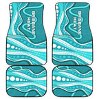 Brisbane Heat Car Mats Aboriginal Dot Art Cyan White - Tribal Wave Pattern